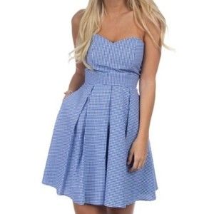 Lauren James Blue Gingham Corbin Dress Medium New